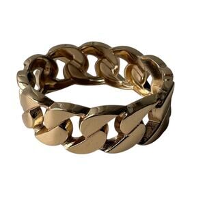 Goldtone Snap-On Faux Braided Chain Bangle